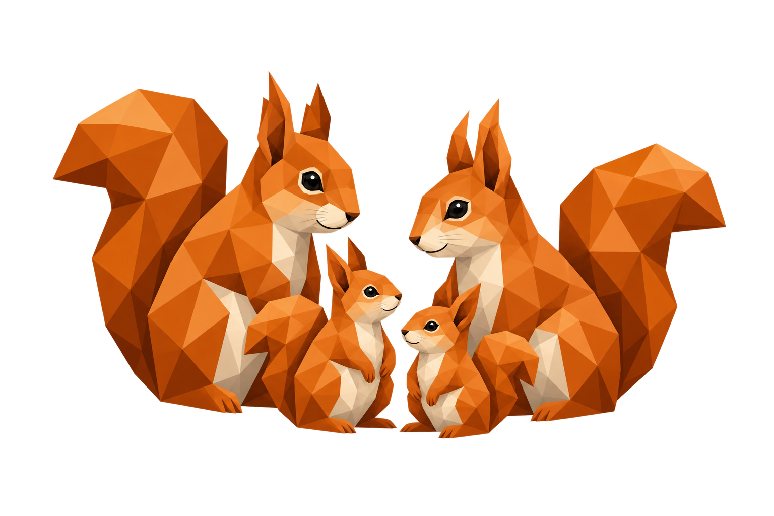 Illustration einer Eichhörnchenfamilie